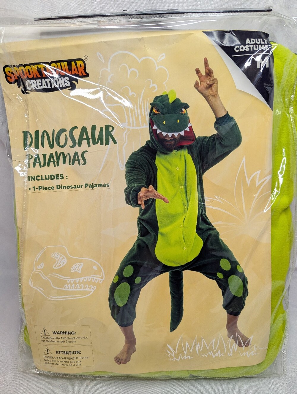 NWT Spooktacular Creations Dinosaur Pajama Costume Adult Size M